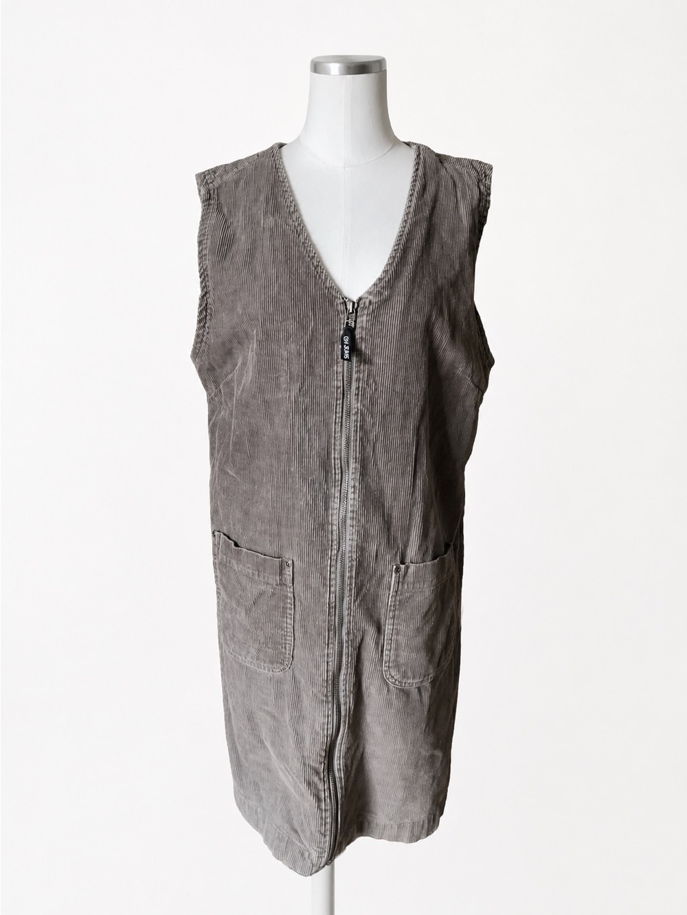 Vintage Gloria Vanderbilt Corduroy Jumper Dress Womens M Brown 100% Cotton Zip